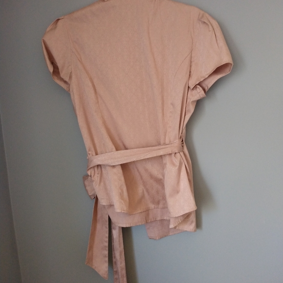 Sparkly Light Pink Wrap Shirt Party Evening Wear Petite XL Cap Sleeves - Picture 2 of 4